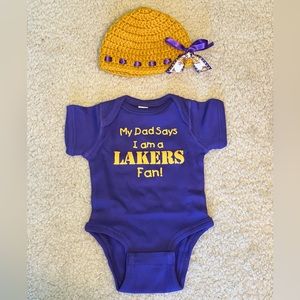 Lakers Newborn Crochet Hat and Onesie